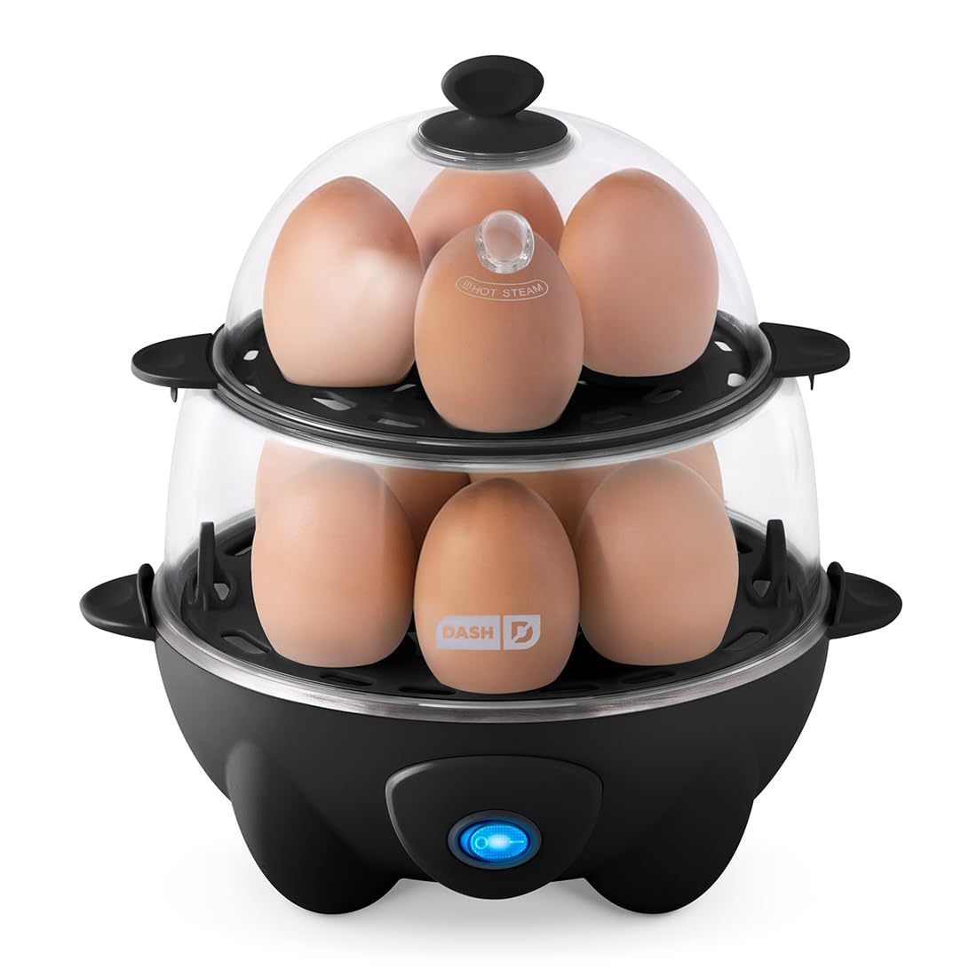 Dash Deluxe Egg Cooker, 12 Hard Boiled Eggs, Black