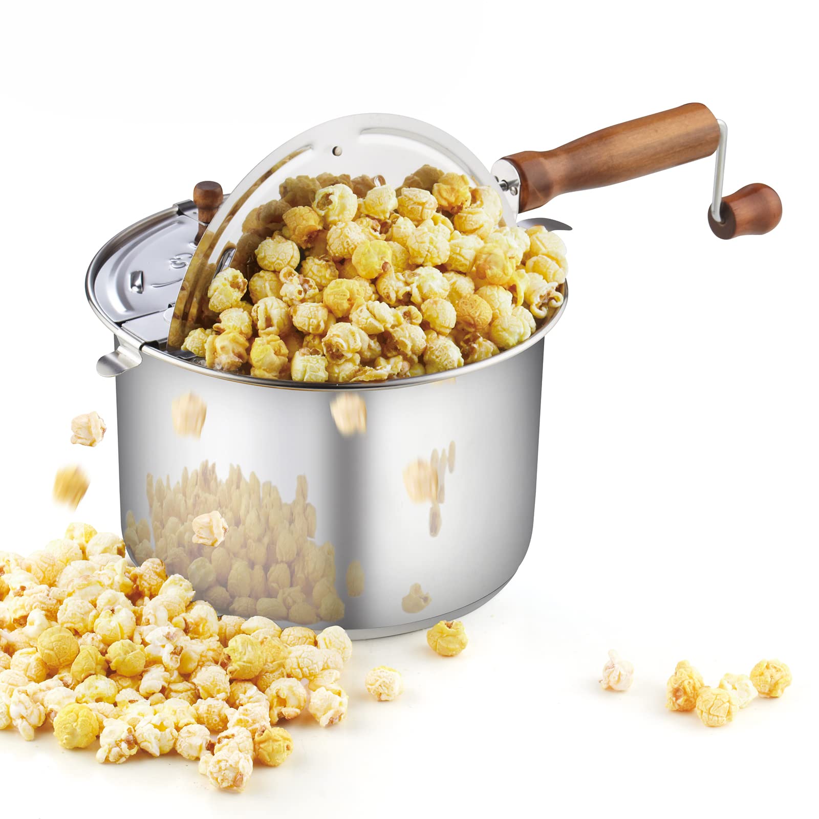 Cook N Home 6 Quart Stainless Steel Stove Top Popcorn Maker -