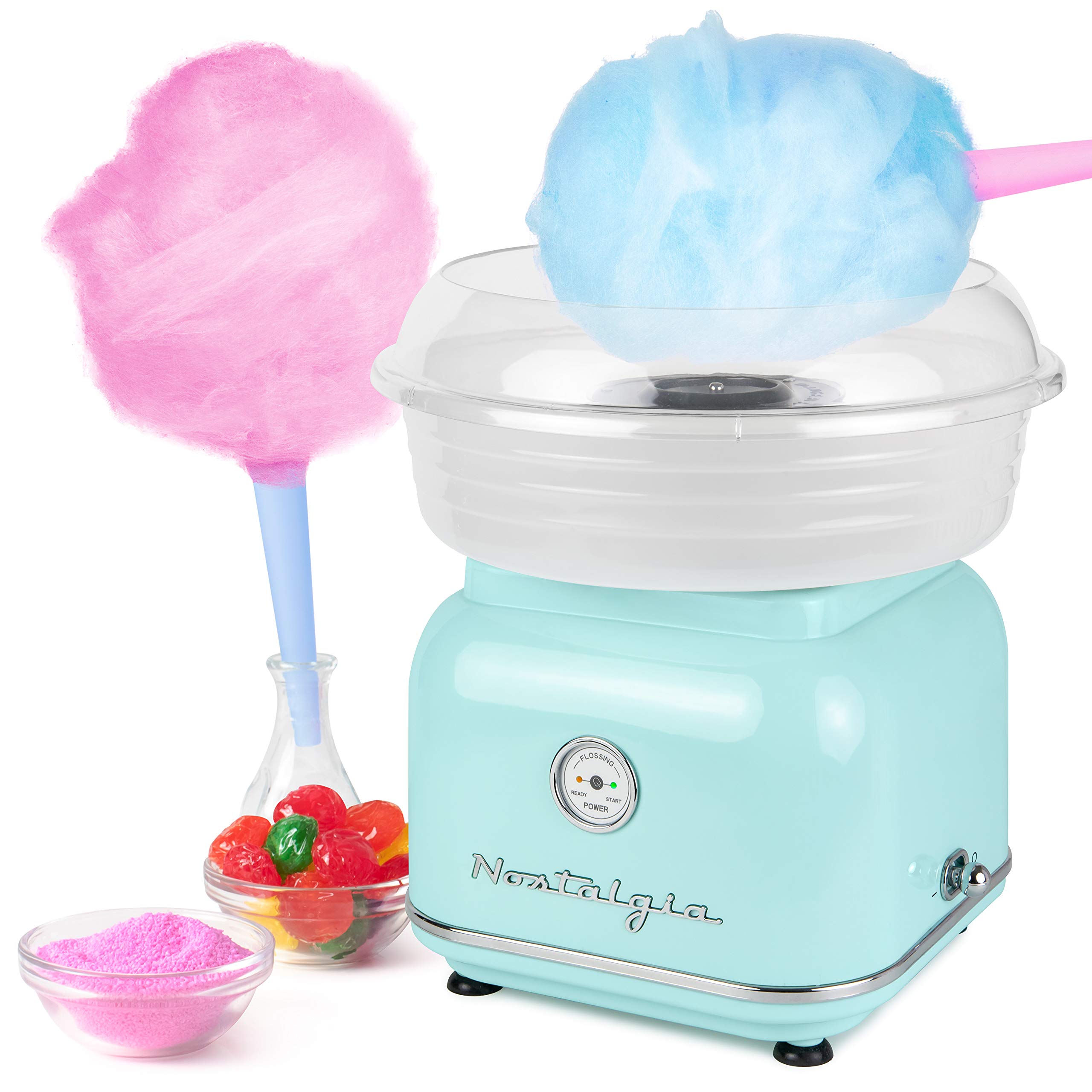 Nostalgia Classic Countertop Cotton Candy Machine, Manual, Retro Vintage Candy Maker Includes 2 Reus