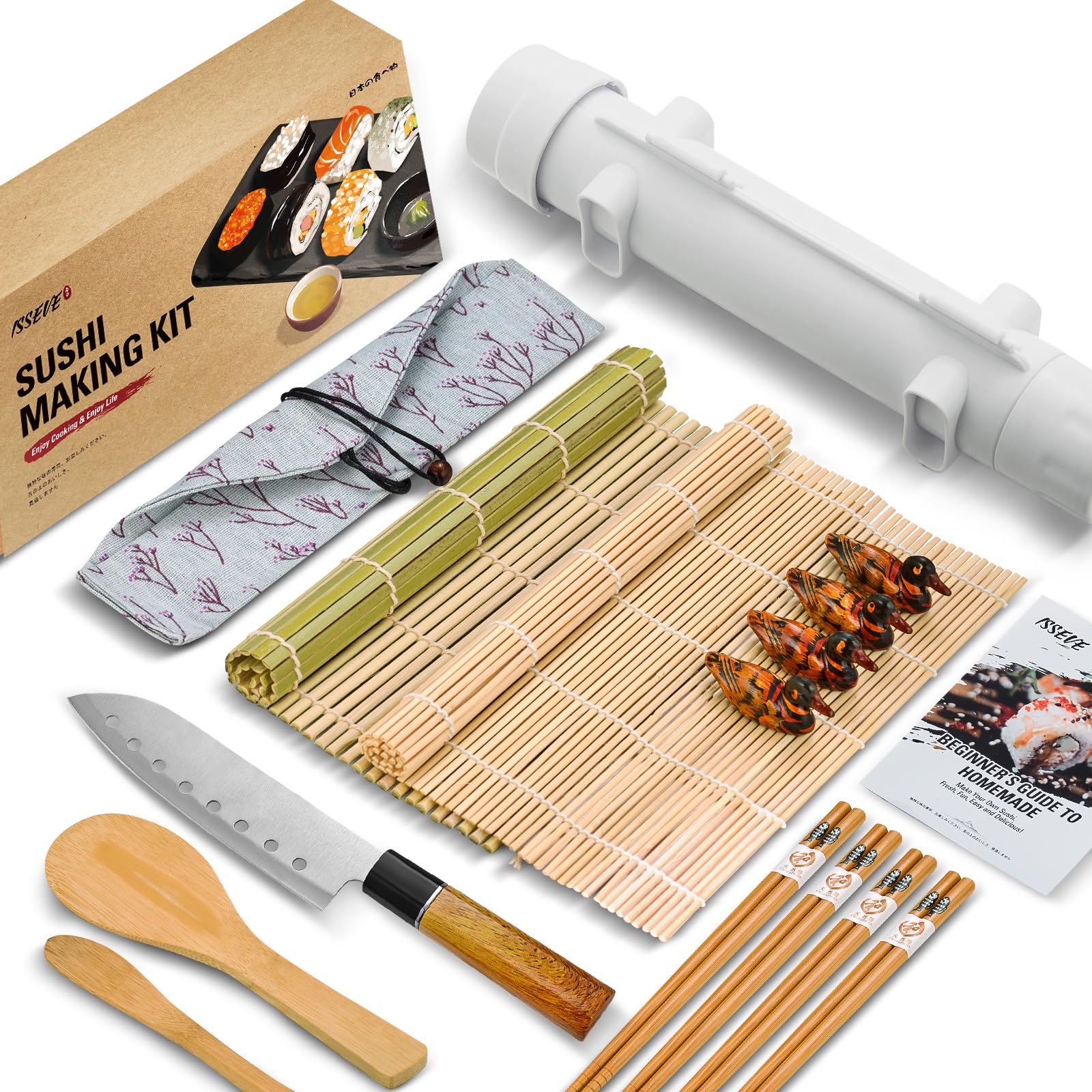 ISSEVE Sushi Making Kit with Sushi Bazooka and Bamboo Mats