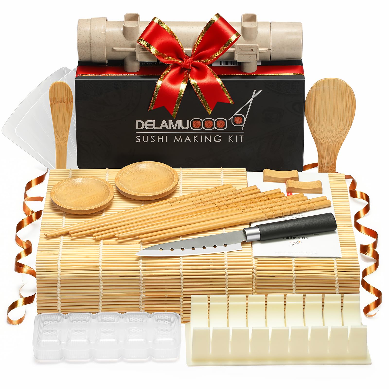 Delamu Sushi Making Kit, 20 in 1 Bazooka Roller Kit