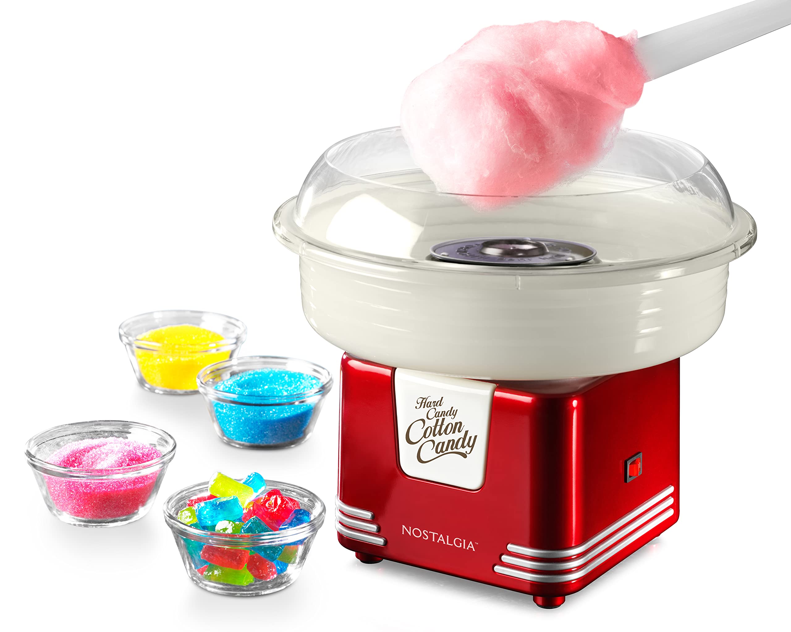 Nostalgia Cotton Candy Machine - Retro Cotton Candy Machine for Kids with 2 Reusable Cones, 1 Sugar 