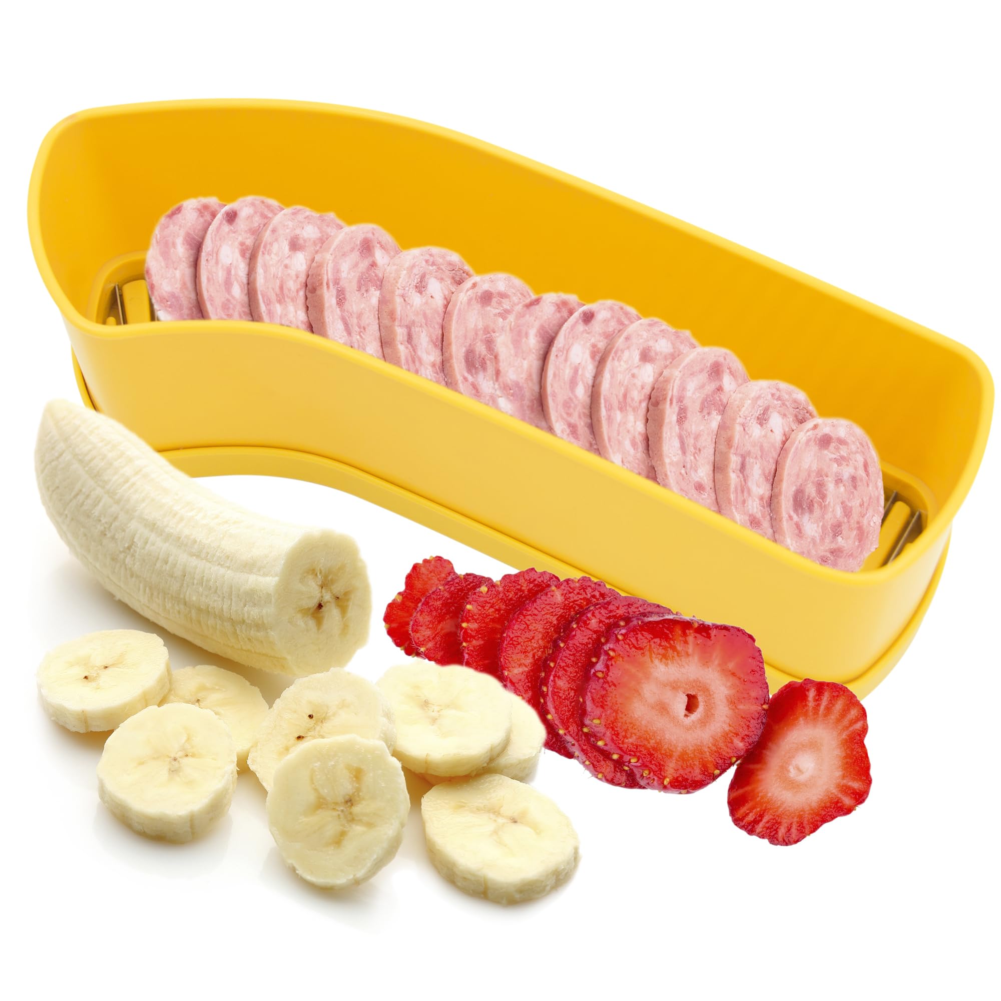 Large Fruit Slicer - Banana, Strawberry, Egg Cutter for Kitchen Yellow