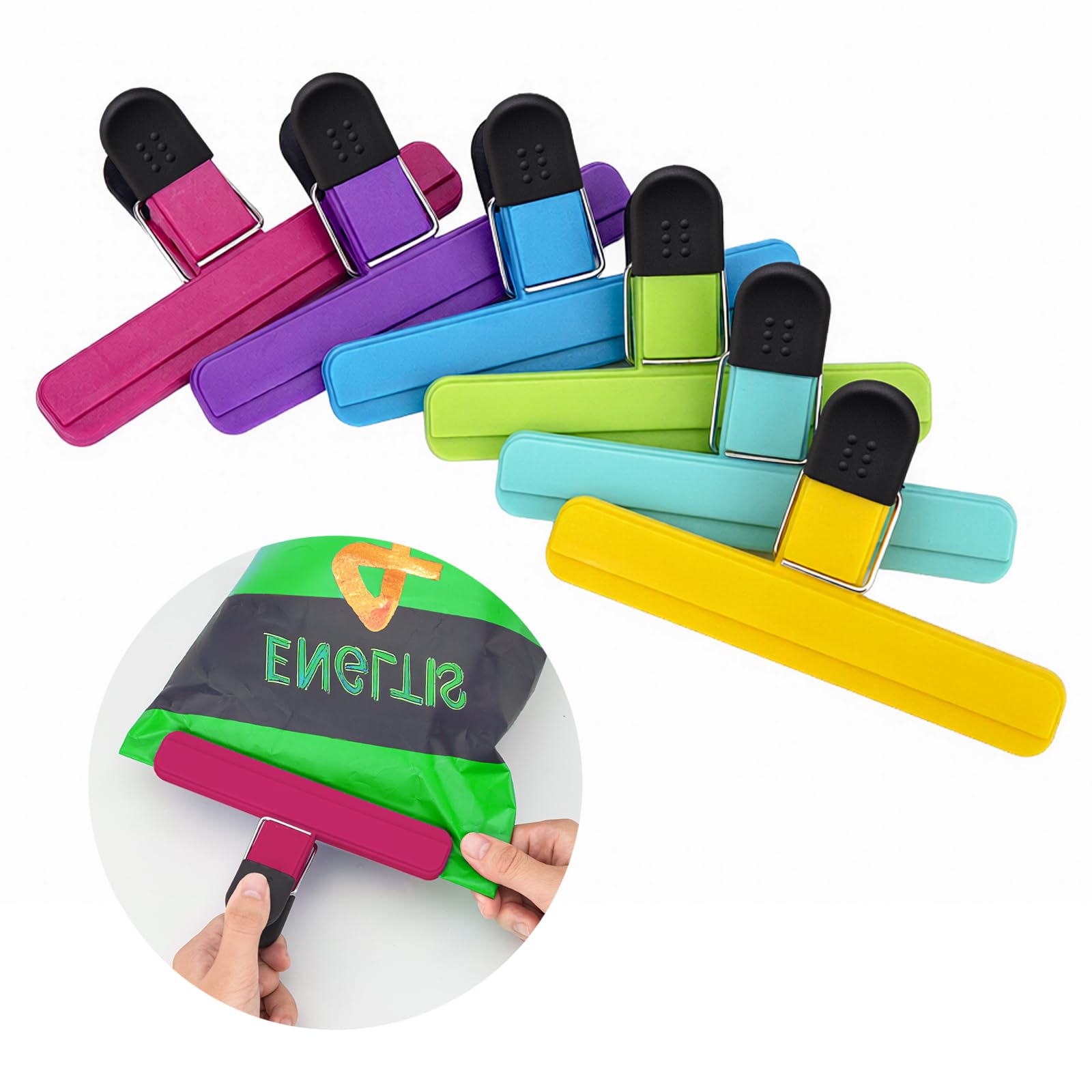EWOID 6 Pack Chip Clips, Large Plastic Heavy Duty, 6x3.5 Inch