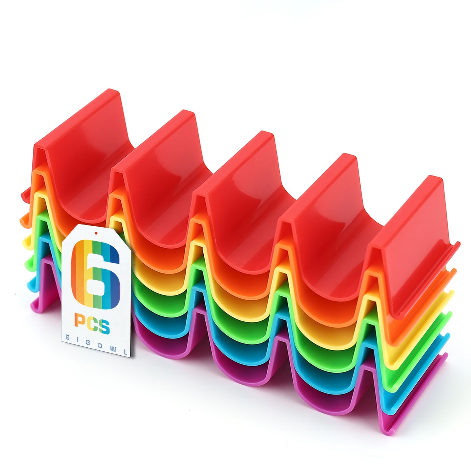 BIGOWL 6-Color Taco Holder Stand, 6-Slot, BPA-Free, Stackable
