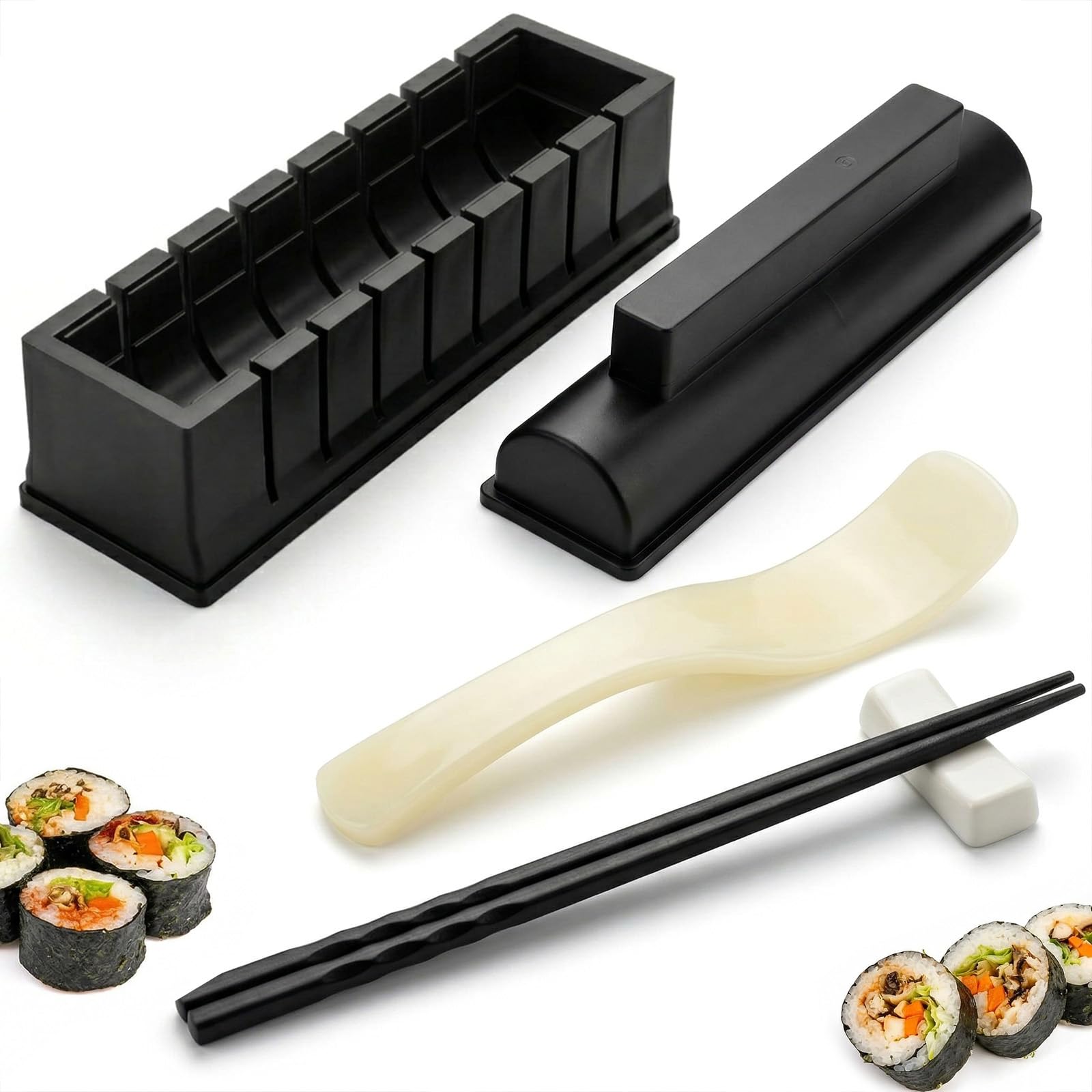 Sushi Making Kit, 4-in-1 Round Sushi Maker Mold, Black