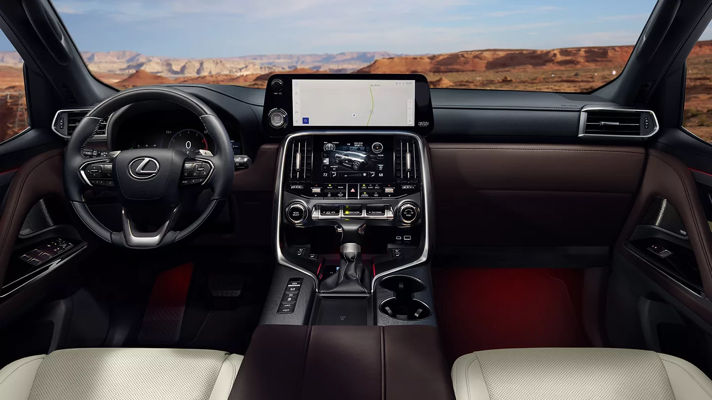 2026 Lexus LX interior, front cabin detail.
