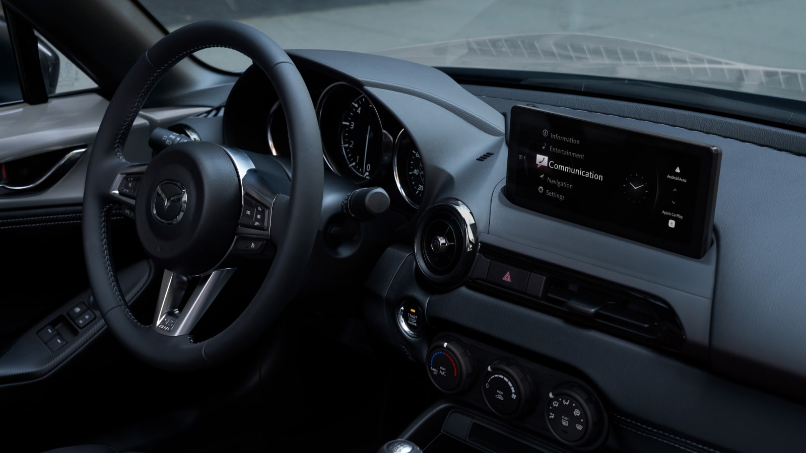 2026 Mazda MX-5 Miata cabin with 8.8-inch display screen.