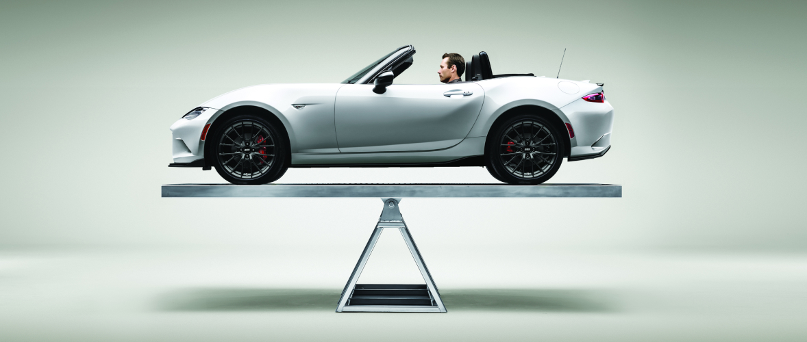 2026 Mazda MX-5 Miata weight distribution illustration.