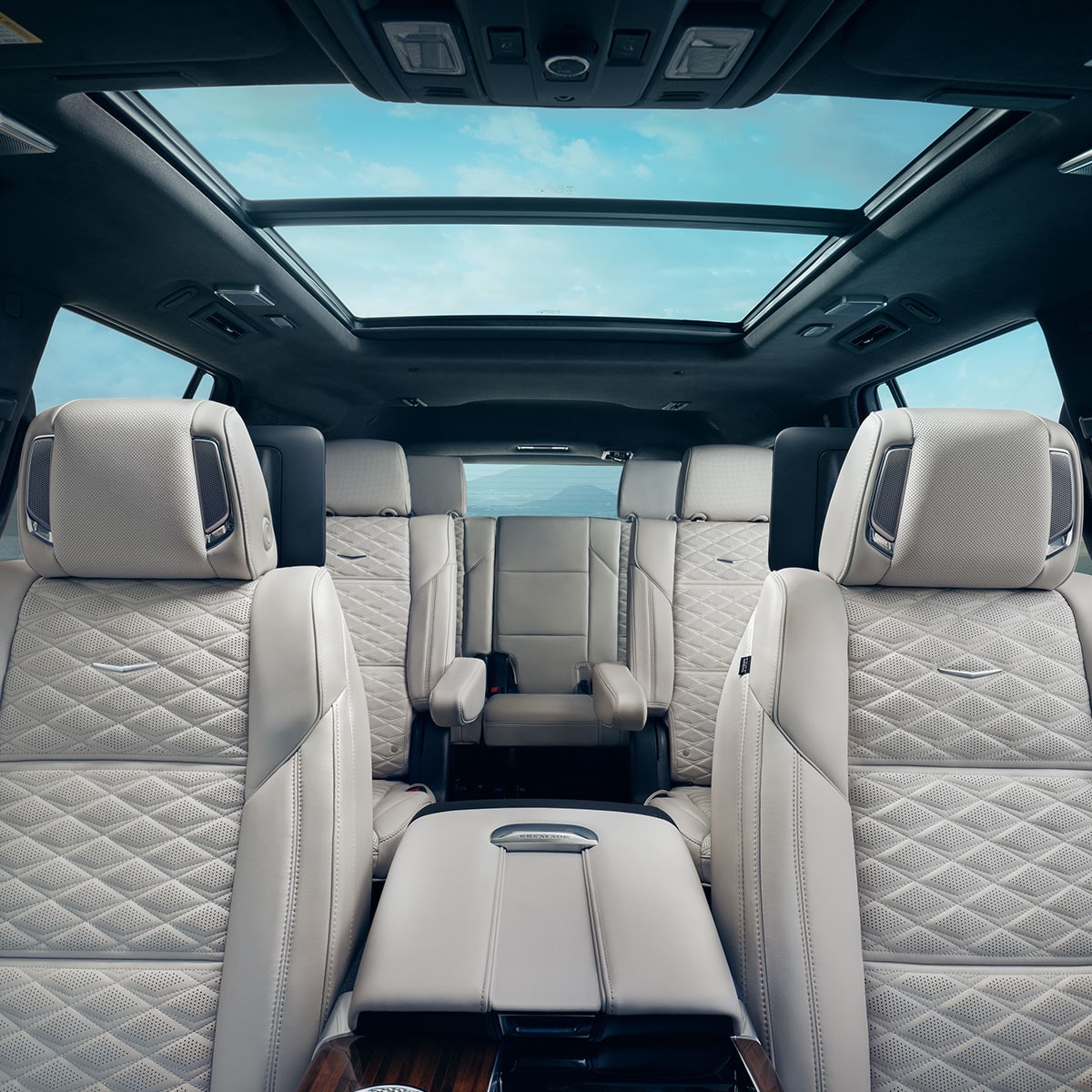 2027 Cadillac Escalade interior, spacious cabin detail.