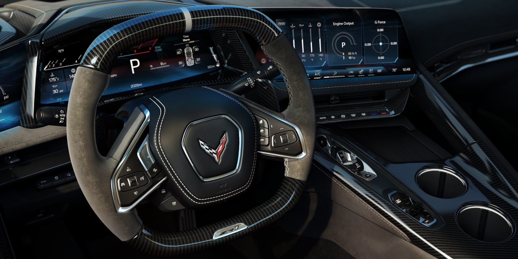 2027 Chevrolet Corvette ZR1 technology and driver display detail.