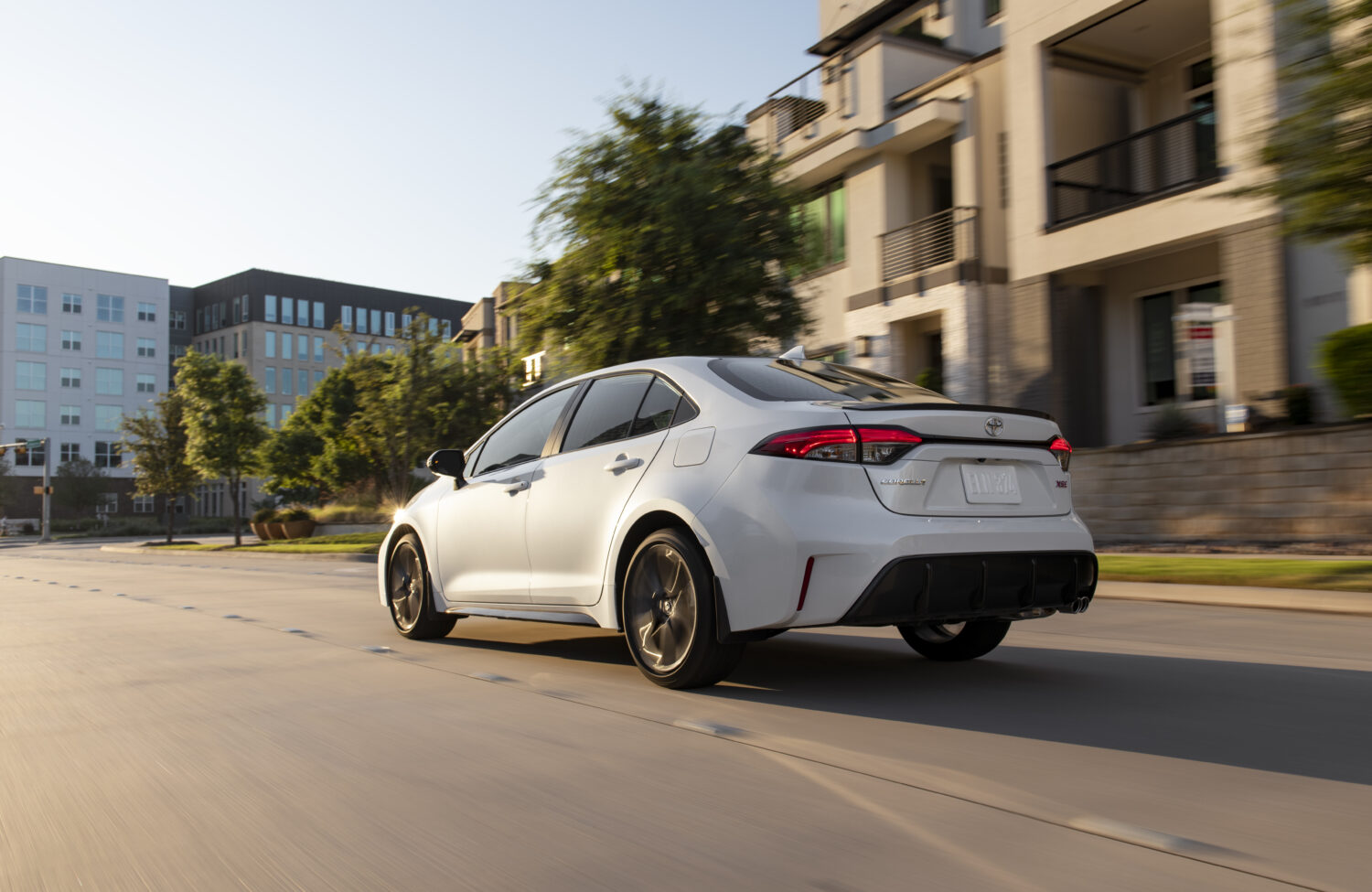 2026 Toyota Corolla XSE, rear three-quarter, official Toyota press photograph