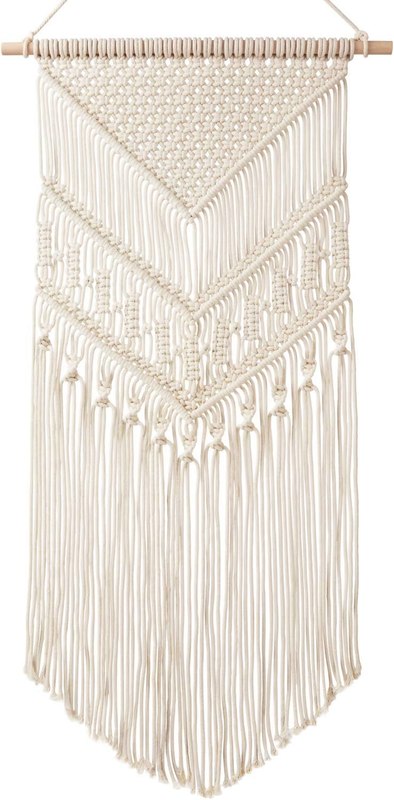 Mkono Macrame Wall Hanging, Boho Tapestry Decor, Woven Art, Ivory 17"Wx33"L | Bohemian Decoration, Handwoven Geometric Patterns, Bedroom Living Room Nursery Apartment Dorm Office, Christmas Birthday Gift
