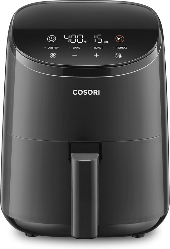 Cosori Lite 2.1 Qt Small Air Fryer, Max 400°F, 4-in-1, 97% less oil, Gray | Ideal for dorm