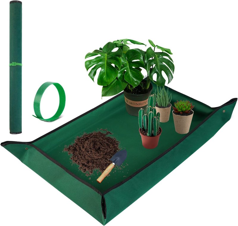 Extra Large Repotting Mat for Indoor Plant Transplanting and Mess Control, 43" X 29" Thickened Waterproof, Foldable and Easy to Clean, Suitable for Succulent Plants, Green