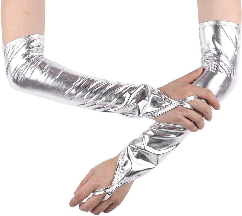 iEFiEL Womens Fingerless Mermaid Gloves Metallic Arm Sleeves Dance Costume