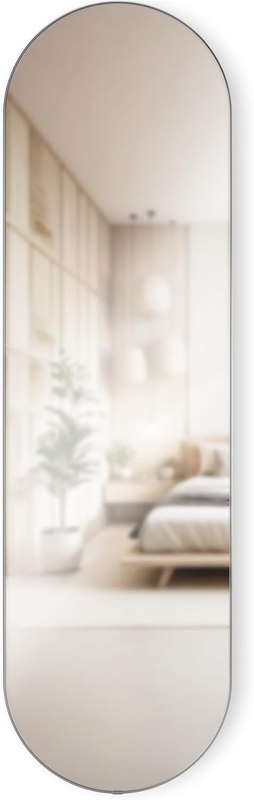 Umbra Hubba Pill Wall Mirror – Full Length Mirror with Slim Brass Frame, Modern Elongated Oval Design for Bedroom, Living Room & Entryway