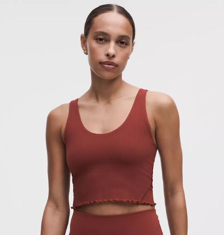 lululemon Align Lettuce-Hem Tank Top in a rust color, real product photo.