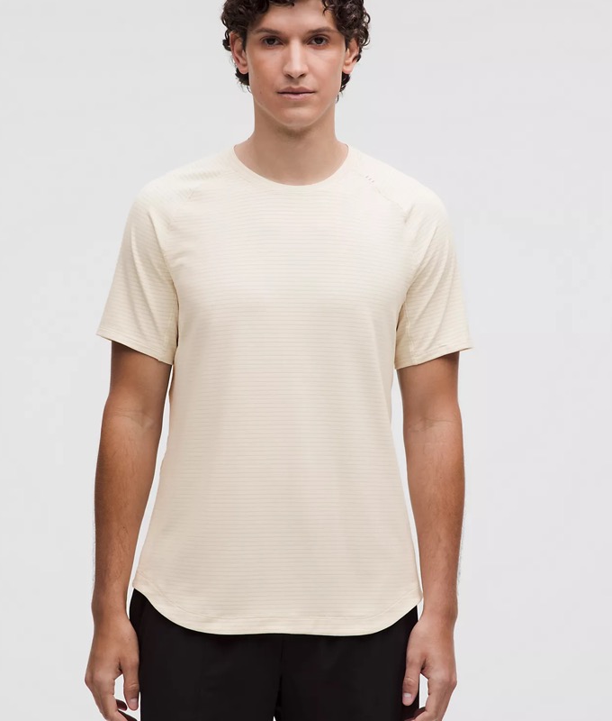 lululemon License to Train Short-Sleeve Shirt in yellow, men's, real product photo.