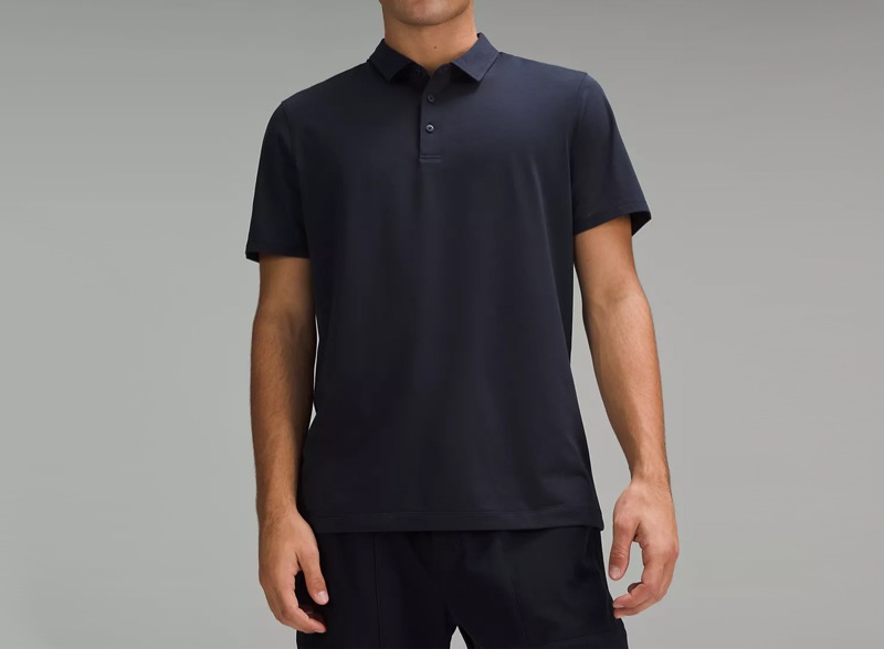 lululemon Evolution Short-Sleeve Polo Shirt in navy, men's, real product photo.