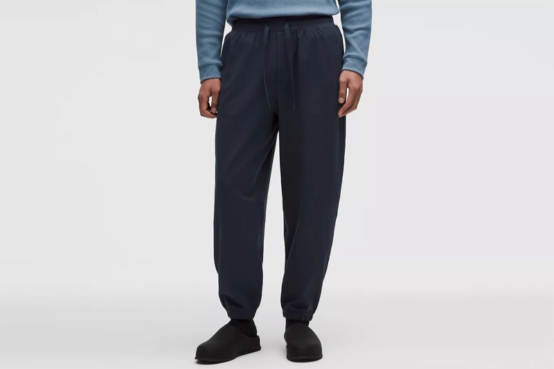 lululemon Heavyweight Soft Jersey Relaxed-Fit Jogger in navy, men's, real product photo.