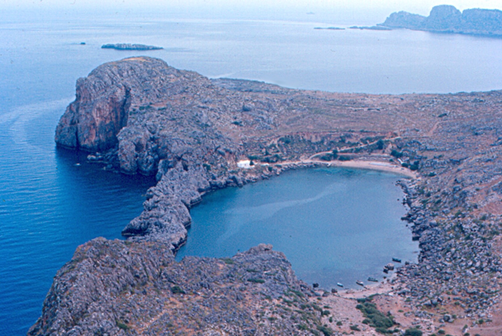 St. Paul's Bay, a near-enclosed cove below Lindos
