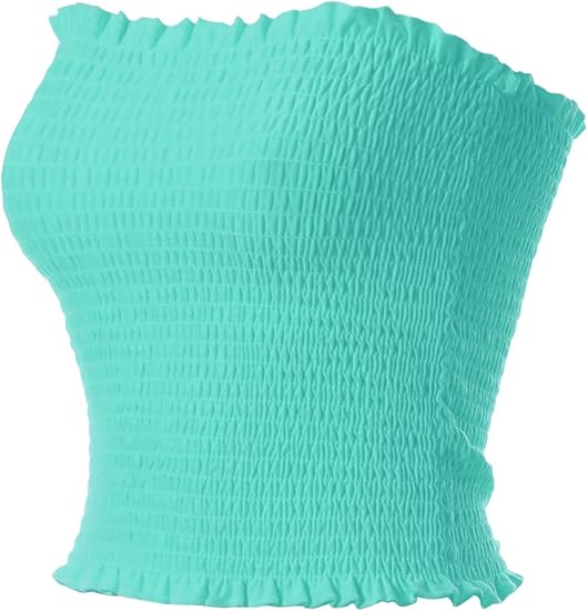 MixMatchy mint smocked crop tube top on white