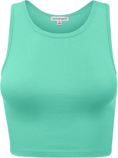 HATOPANTS mint ribbed racerback crop tank top