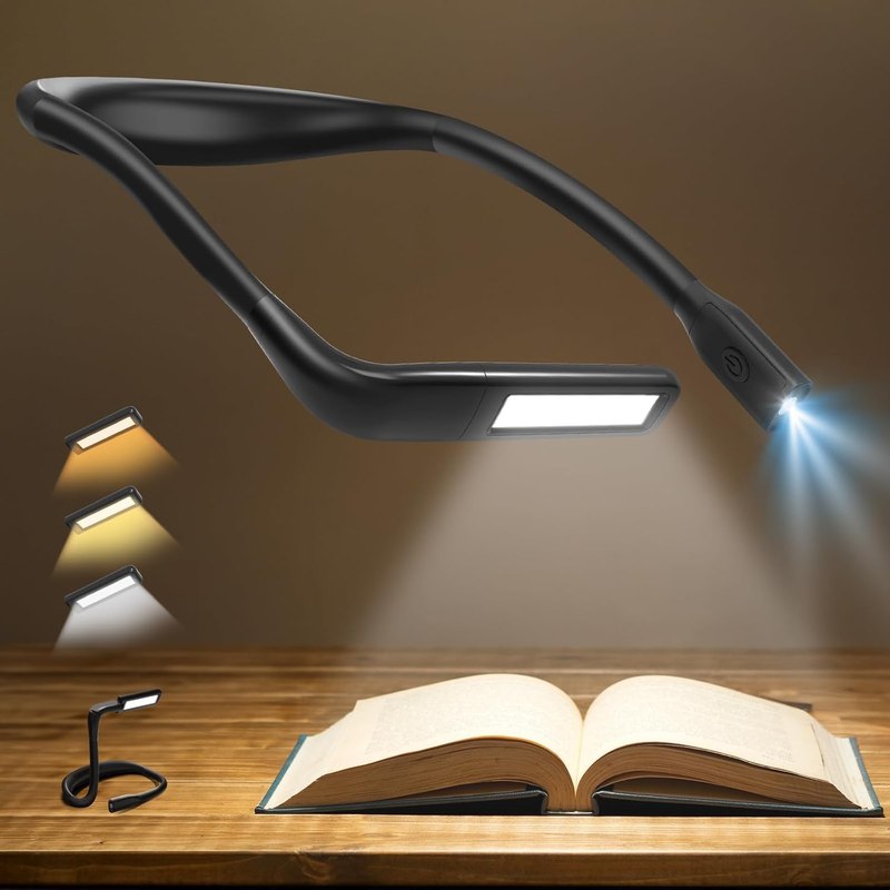Neck Light, Rechargeable Reading Light, 3 Color Stepless Dimming