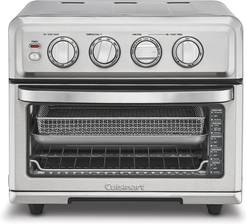 Cuisinart Air Fryer Toaster Oven, 1800W, 8-in-1 with Air Fry, Convection, Broil & Warm, 0.6 Cubic Feet, 60-Minute Timer, TOA-70NAS, Stainless Steel | 1800W power, 0.6 cu. ft. capacity, convection, broil and warm modes, 60-minute timer