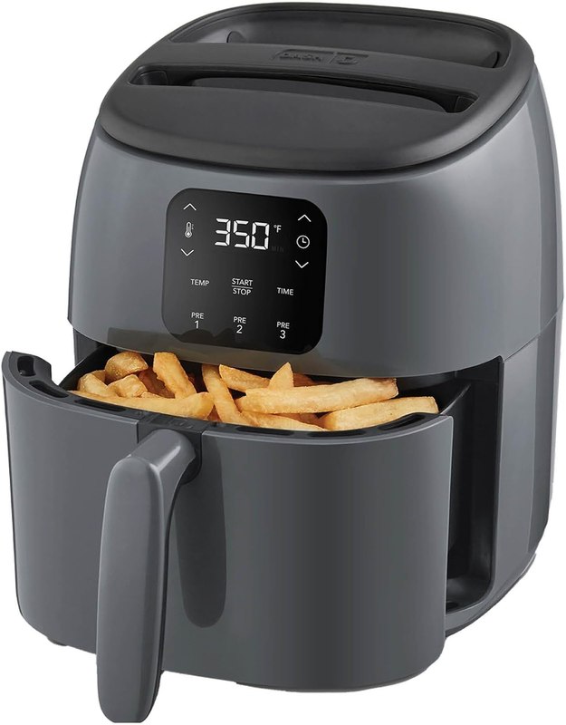 Dash Tasti-Crisp Digital Air Fryer, 2.6 Quart, Grey | Small Compact Basket Style Air Fryer for One or Two People, Auto Shut Off, Adjustable Temperature, Dishwasher Safe Parts