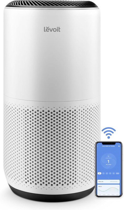 LEVOIT Smart Air Purifiers for Home Large Room Up to 1733 Ft² Core 400S-P | HEPA Sleep Mode, AHAM VERIFIDE, Auto Mode, Air Quality Monitor, 3-in-1 Filter For Pet Allergy, Smoke, Dust, ChildLock, White