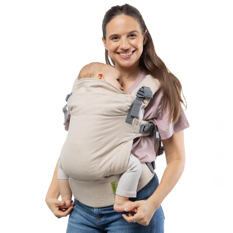 Boba X Ergonomic Baby Carrier, Newborn to Toddler, Linen Pampas | Fully Adjustable Panel a
