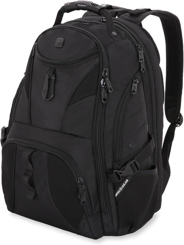 SWISSGEAR 1900 ScanSmart Laptop Backpack, Fits Most 17-Inch Laptops, TSA-Friendly Lay-Flat Design, RFID Protection, and Tablet Pocket, Black, 31L, 18.5-Inch