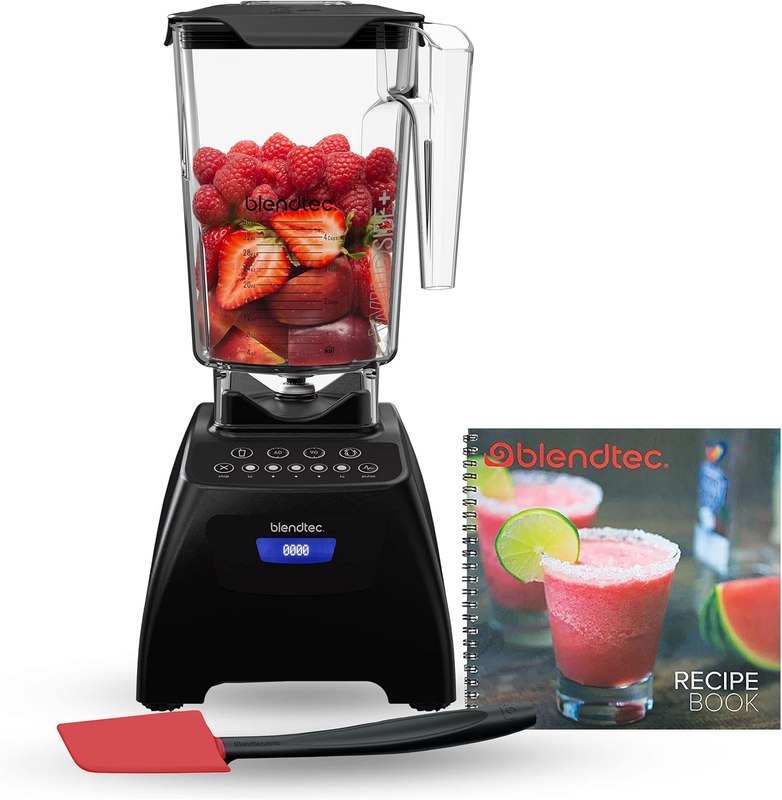 Blendtec Classic 575 Blender (Black), WildSide+ Jar, Spatula & Recipes | Professional Grade Power, Self-Cleaning, 5 Speed Kitchen Blender with Four Preprogrammed Blending Cycles