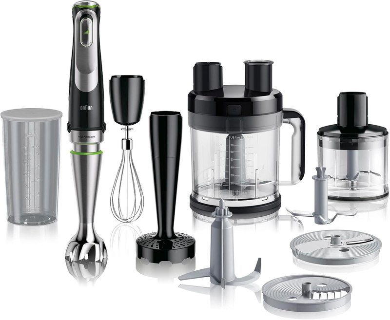 Braun MQ9187XL MultiQuick 9 Hand Blender, 8 Attachments | #1 Hand Blender Brand, Manual Speed Control, 3 Power Settings, Single Hand Operation, ActiveBlade Technology