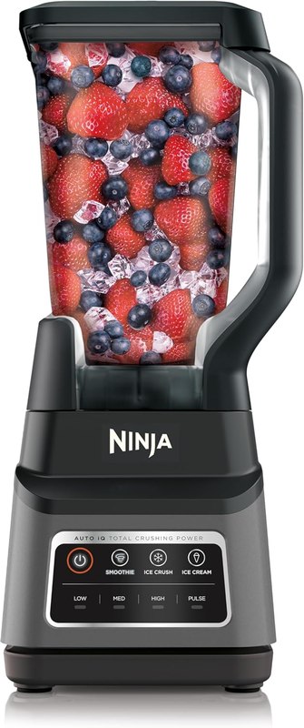 Ninja Professional Plus Blender, Auto-iQ, 1400W, 72oz Pitcher, BN701 | 1400 peak-watt motor, 3 Auto-iQ presets for smoothies, frozen drinks & ice cream. Total Crushing blades. Dishwasher safe.