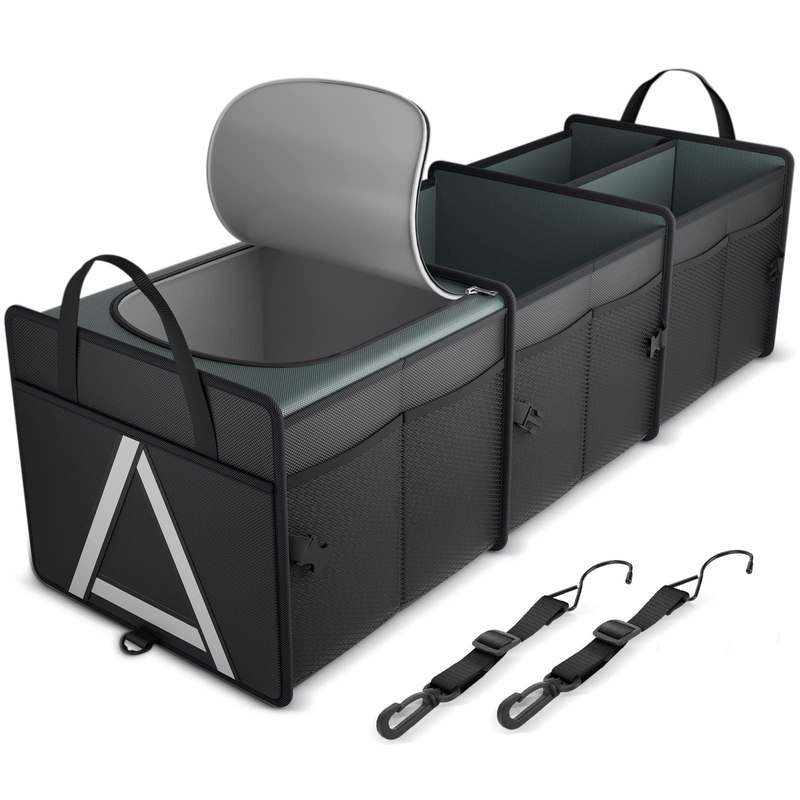 K KNODEL Trunk Organizer Storage with Cooler for Car and SUV (Large, Black)