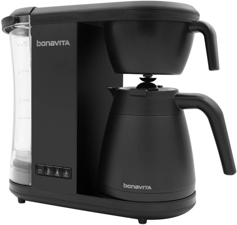 Bonavita Enthusiast 8 Cup Drip Coffee Brewer, Pour Over, SCA Certified Coffee Machine with Thermal Carafe, Stainless Steel Panel, Removable Reservoir, Matte Black | Thermal Carafe, Stainless Steel Panel, Removable Reservoir