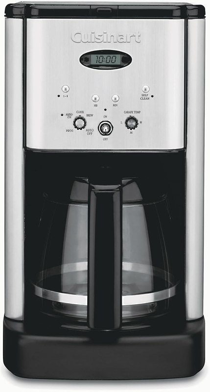 Cuisinart DCC-1200P1 Brew Central 12-Cup Programmable Coffeemaker Coffee Maker, Carafe, Brushed Chrome | Brew Central coffee machine & coffee pot with 1-4 cup settings, auto-off & built-in charcoal water filter, DCC-1200P1