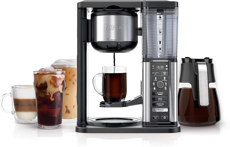 Ninja Coffee Maker, 10-Cup Carafe, Fold-Away Frother, Black, CM401 | Permanent Filter & Removable, Dishwasher Safe Reservoir, 6 Brew Styles, 8 Cup to Travel Mug to Pot Sizes