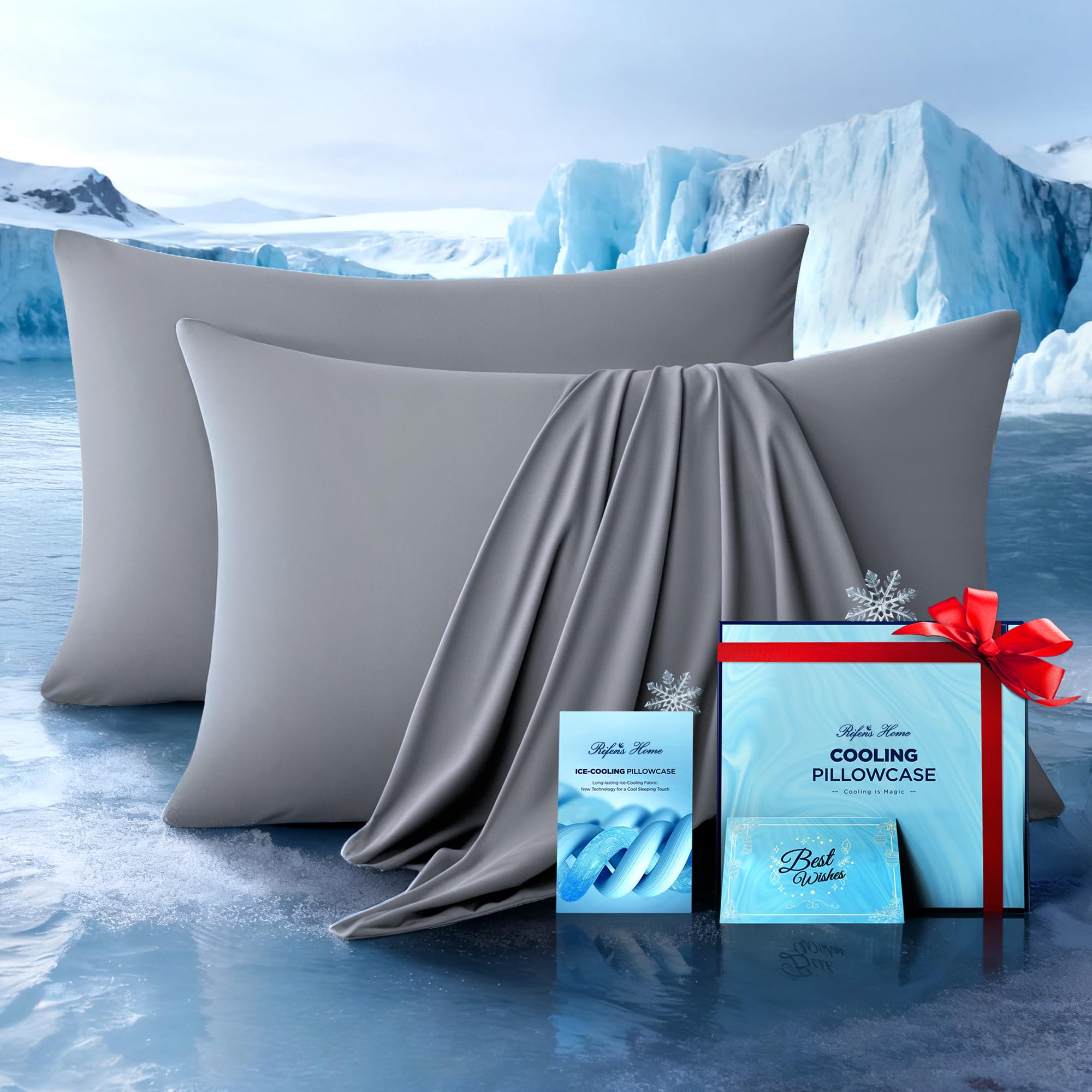 Rifens Home Ultra-Chill Cooling Pillowcase Set of 2 for Hot Sleepers