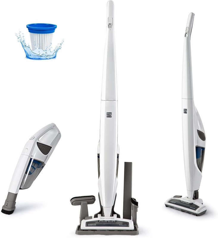 Kenmore DS1030 Cordless Stick Vacuum Lightweight Cleaner 2-Speed Suction | LED Headlight 2-in-1 Handheld for Hardwood Floor, Carpet & Pet Hair, White