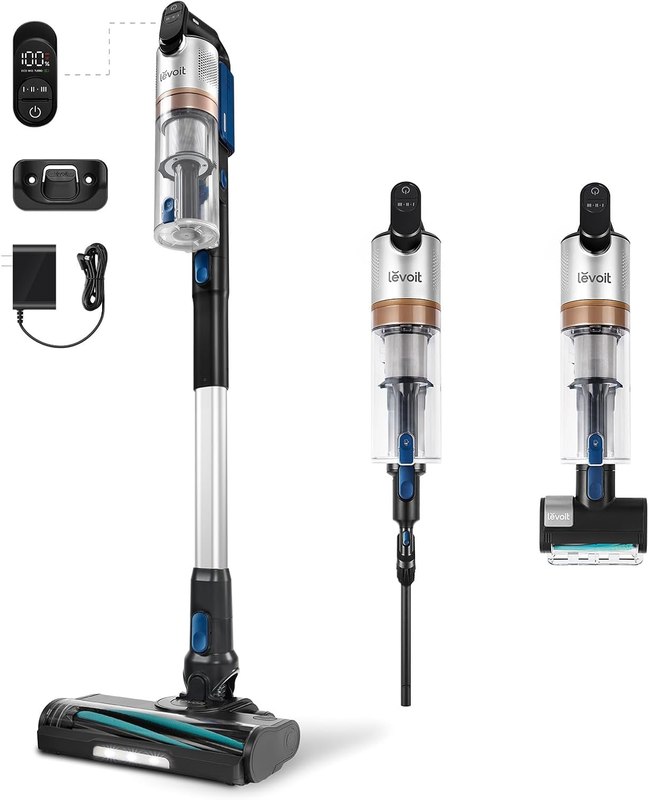 Levoit Cordless Vacuum, Ultra Suction, Up to 60 Mins, Mini Motorized Brush | HEPA Filter, Anti-Tangle Brush, Rechargeable, Versatile for Carpets & Hard Floors, Lightweight, LVAC-300