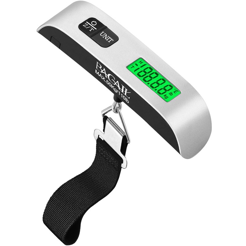 BAGAIL Digital Luggage Scale, 110lbs Hanging Baggage Scale with Backlit LCD Display,Portable Suitcase Weighing Scale,Travel Luggage Weight Scale with Hook,Strong Straps for Travelers(Ash Silver