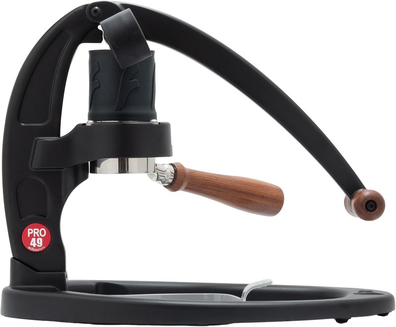 Flair UPDATED 49 PRO (Black) - All manual 49mm lever espresso maker with handled portafilter, pressure gauge and no plastics in brew path