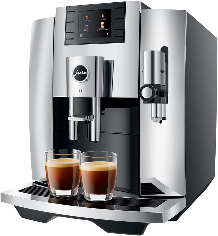 Jura E8 Automatic Espresso Machine | Professional Aroma Grinder, Pulse Extraction Process, 2.8-Inch Display, Harmonious Design