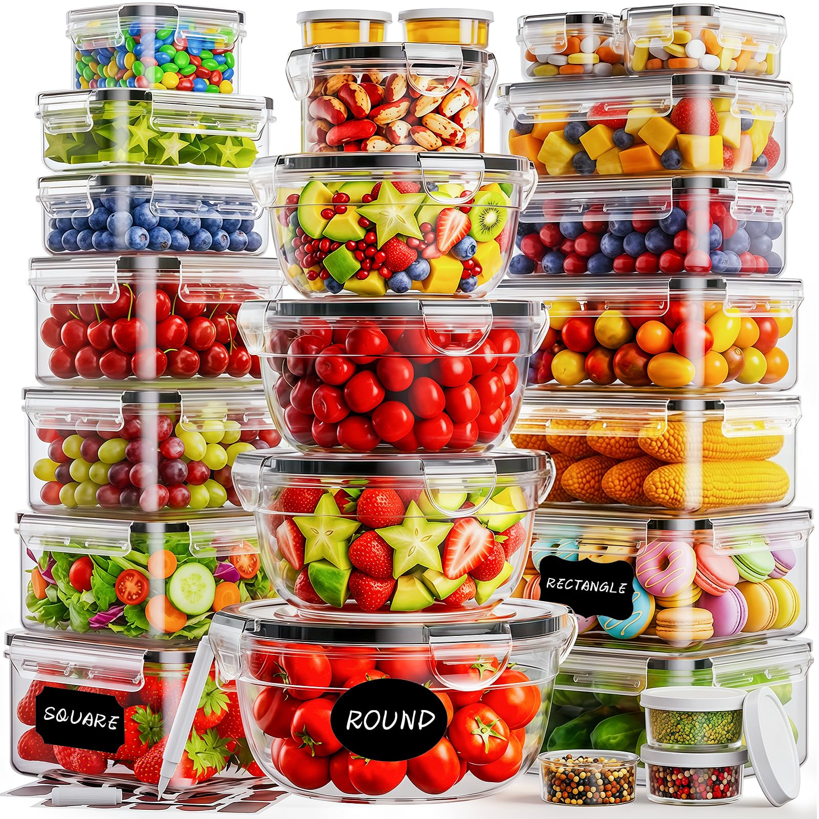 TOPCHASE 50 PCS Food Storage Containers with Lids, BPA-Free