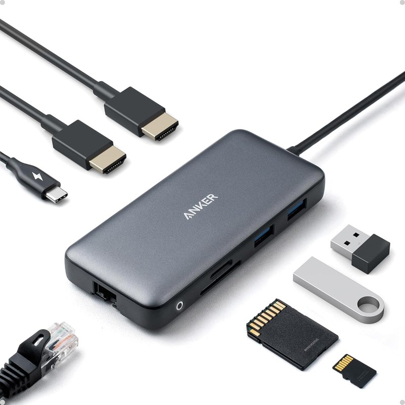 Anker Laptop Docking Station Dual Monitor, 8-in-1 USB C Hub with 4K HDMI | Dual HDMI USB C