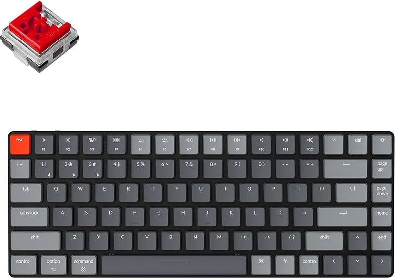 Keychron K3 Version 2, 75% Layout 84 Keys Ultra-Slim Wireless Bluetooth/USB Wired Mechanical Keyboard with RGB Backlit, Hot-Swappable Low-Profile Keychron Optical Red Switch for Mac Windows